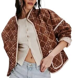 Free People Chloe Jacket Womens Large Rustic Combo Bohemian Quilted Dolman